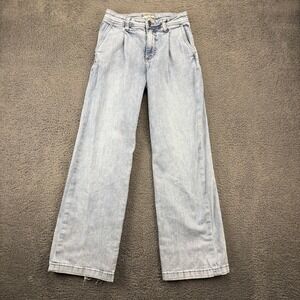 KUT From The Kloth Womens Wide Leg Jeans Size 0 Light Wash Denim Pleated